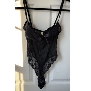 Victoria's Secret Vintage White Label Rare Lace Demi Teddy Bodysuit in Black